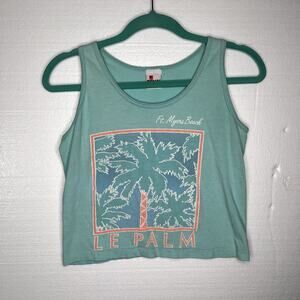 Ft Meyers Beach Vintage Blue Le Palm Florida Crop Tank Top size small